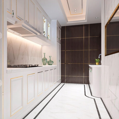 nowoczesne złote listwy ozdobne w kuchni